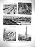 Old Antique Print 1880 Subsidence Salt District Cheshire Winsford Church 19th