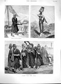 Original Old Antique Print 1880 Cairo Nile Funeral Arab Girl Steersman Dahabeah
