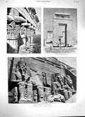Old Antique Print 1880 Cairo River Nile Temple Aboo Simbel Esneh Ptolemy 19th