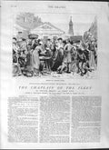 Original Old Antique Print 1881 Illustration Story Chaplain Fleet Street Market