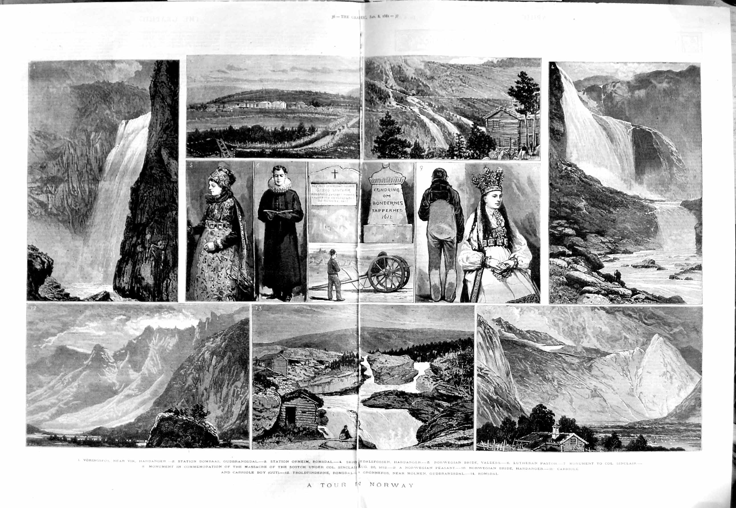 Original Old Antique Print 1881 Norway Hardanger Lutheran Sinclair M Victorian