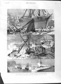 Original Old Antique Print 1881 Snowstorm Gale Storm Ship Wrecks Lavernock Ryde