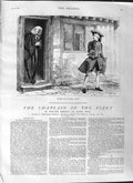 Old Antique Print 1881 Illustration Story Chaplain Fleet Men House Scene 19th