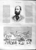 Original Old Antique Print 1881 George Colley Siege Geok Tepe Skobeleff W 19th