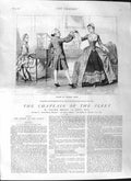 Old Antique Print 1881 Illustration Story Chaplain Fleet Dancing Romance 19th