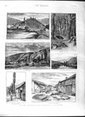Original Old Antique Print 1881 Ardennes Wild Boars Castle Vianden Meuse Dinant