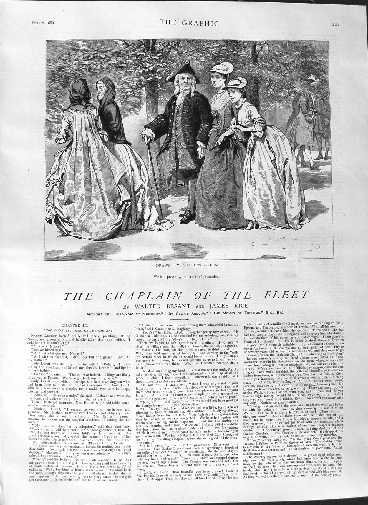 Old Antique Print 1881 Illustration Story Chaplain Fleet People Country 19th