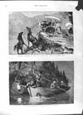 Original Old Antique Print 1881 Mountain Inidia Coohoor Lobster Fishing Canada