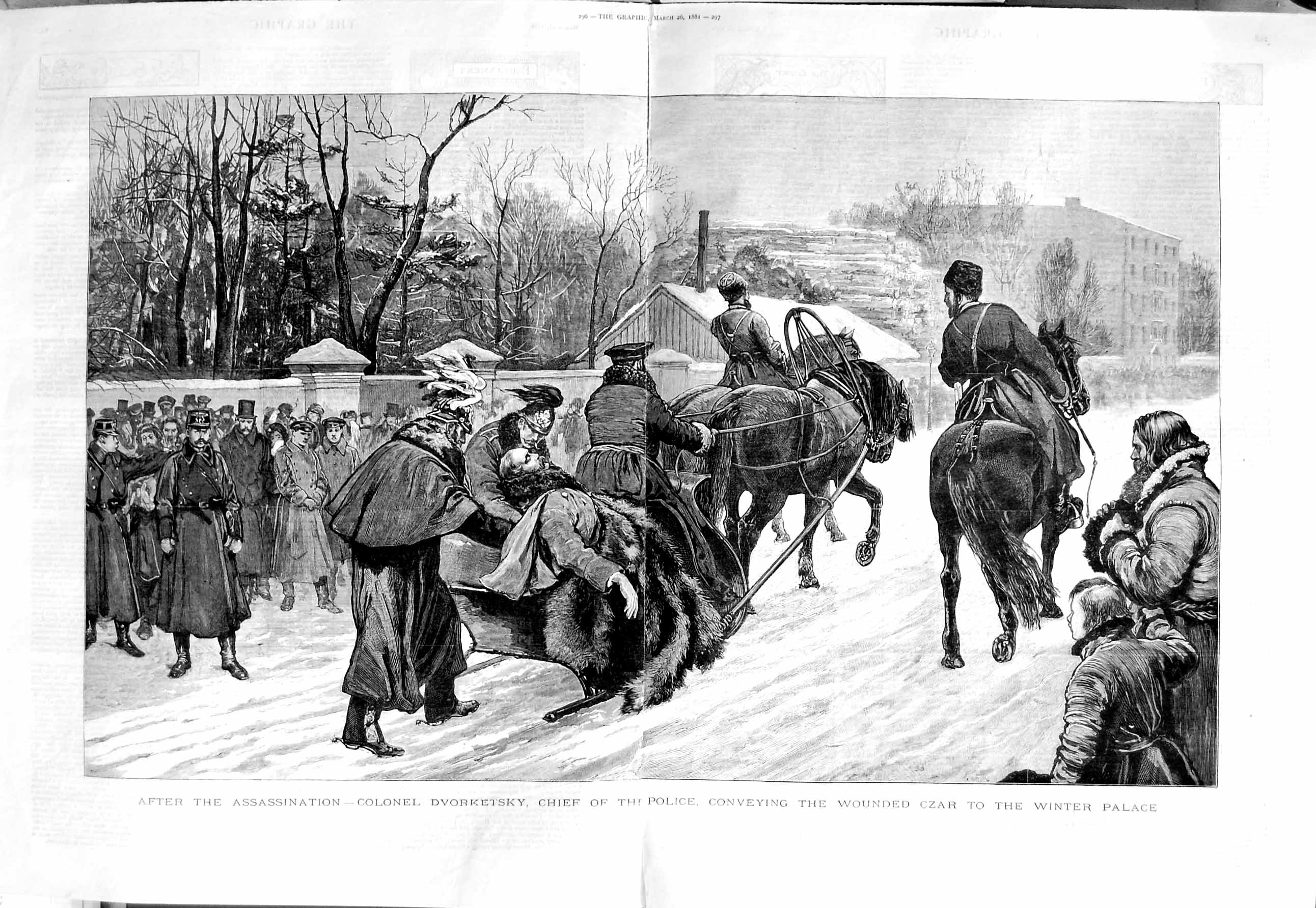 Old Antique Print 1881 Colonel Dvorketsky Assassination Czar Russia Art 19th