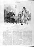 Old Antique Print 1881 Illustration Story Chaplain Fleet Men Wooden Chair 19th