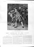 Original Old Antique Print 1881 Illustration Story Chaplain Fleet Men Fighting