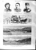 Original Old Antique Print 1881 Volo Greece War Ships Turkey Barber Londo 19th