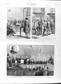 Original Old Antique Print 1881 Bow Street Police Court Freiheit Herr Joha 19th