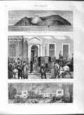 Old Antique Print 1881 Lanhydrock Cornwall Robartes Beaconsfield Volcano 19th