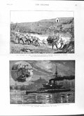 Original Old Antique Print 1881 Earthquakes Scio Ship Thunderer Harbour Malta