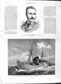 Original Old Antique Print 1881 Garth Castle South African Ship Cameron Wa 19th