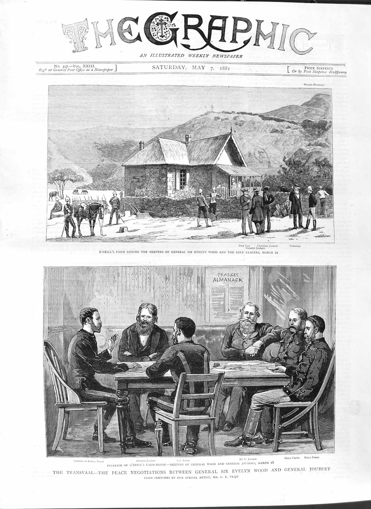Old Antique Print 1881 Neill'S Farm Evelyn Wood Boer Transvaal Fraser Men 19th