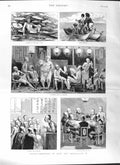 Original Old Antique Print 1881 China Canoeing Lotus Lakes Sanpan Boat S 19th