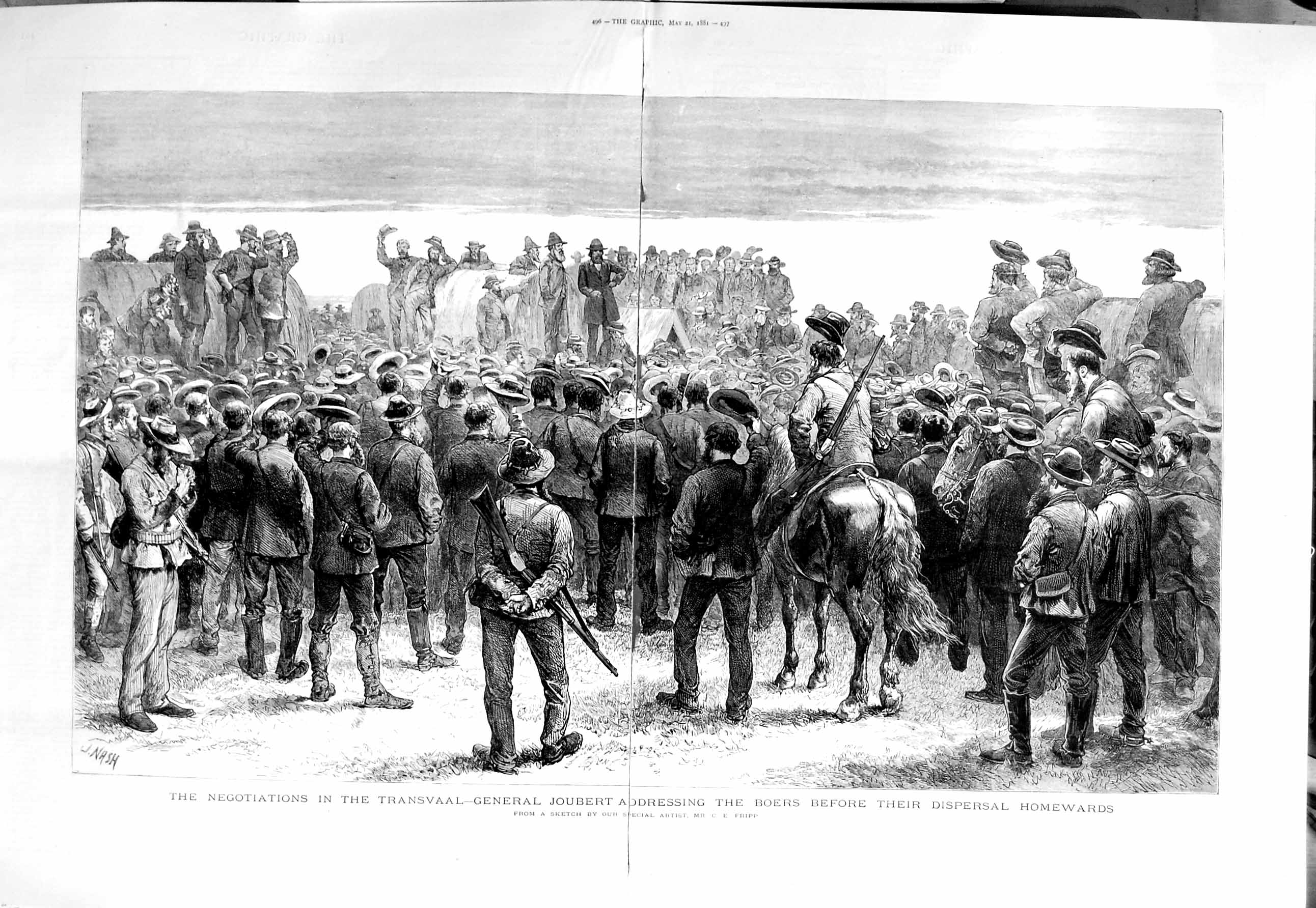 Antique Old Print 1881 Transvaal General Joubert Boers War Fripp Fine Art 19th