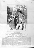 Original Old Antique Print 1881 Illustration Story Chaplain Fleet Romance Will