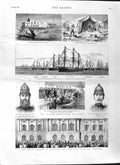 Original Old Antique Print 1881 Liverpool Fenian Casey Ships War Goletta Tunis
