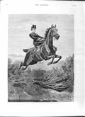 Original Old Antique Print 1881 Horse Show Lady Water Jump Ditch Sport C 19th