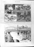 Old Antique Print 1881 Caber Stamford Bridge Scotland Canada Boat Crash 19th
