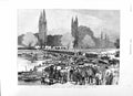 Original Old Antique Print 1881 Siers Volunteer Review Pontoon Bridge Victorian
