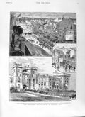 Original Old Antique Print 1881 Siers Volunteer Review Windsor Queen Castle