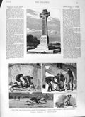 Original Old Antique Print 1881 Badger Hunting Dorsetshire Chiselhurst Memorial