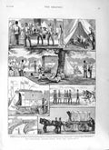 Original Old Antique Print 1881 Siers War Volunteer Review Ambulances Waggon