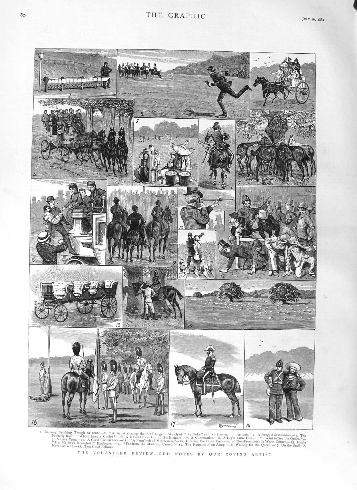 Original Old Antique Print 1881 Siers Volunteer Review War Sir Garnet Army 19th