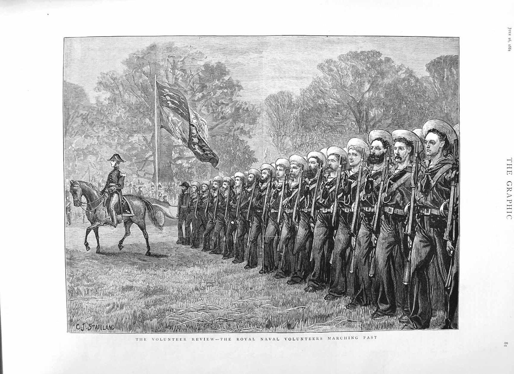 Old Antique Print 1881 Royal Naval Volunteers Review Sailors War Fine Art 19th