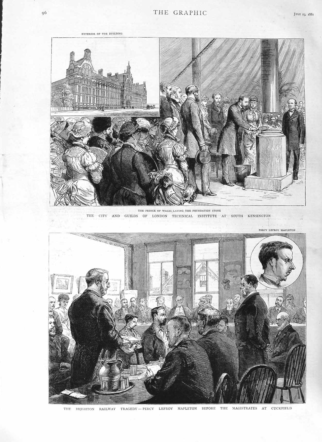 Old Antique Print 1881 Brighton Railway Percy Mapleton Kensington Guilds 19th