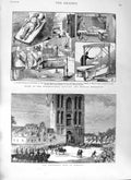 Old Antique Print 1881 University Fete Utrecht Medical Exhibition London 19th
