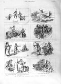 Original Old Antique Print 1881 Exmoor Wild Ponies Bampton Horses Sketches 19th