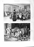 Old Antique Print 1881 Physical Training School Children Pious Drunk Man 19th