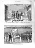 Old Antique Print 1881 Theatre Edgbaston Birmingham Rotumah Ship Miranda 19th