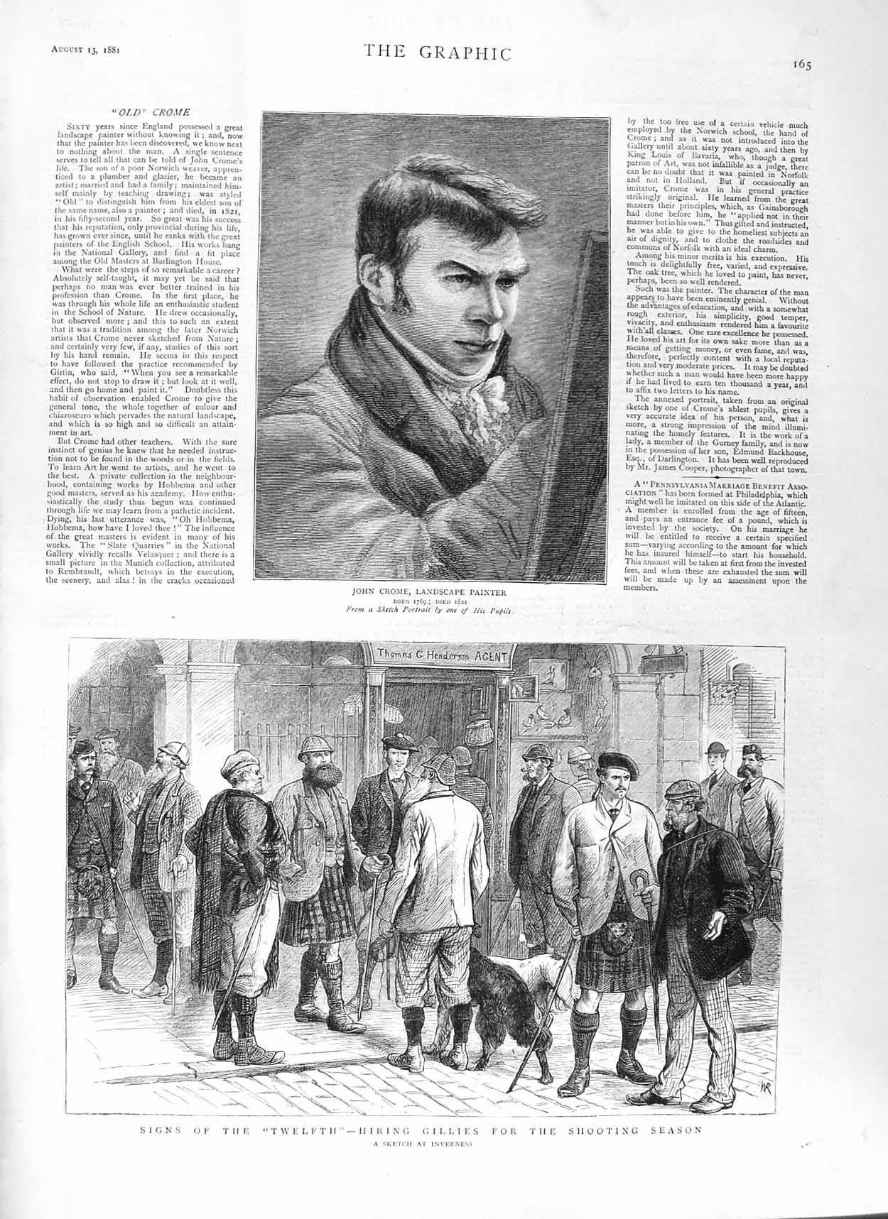 Original Old Antique Print 1881 John Crombe Shooting Season Gillies Inverness