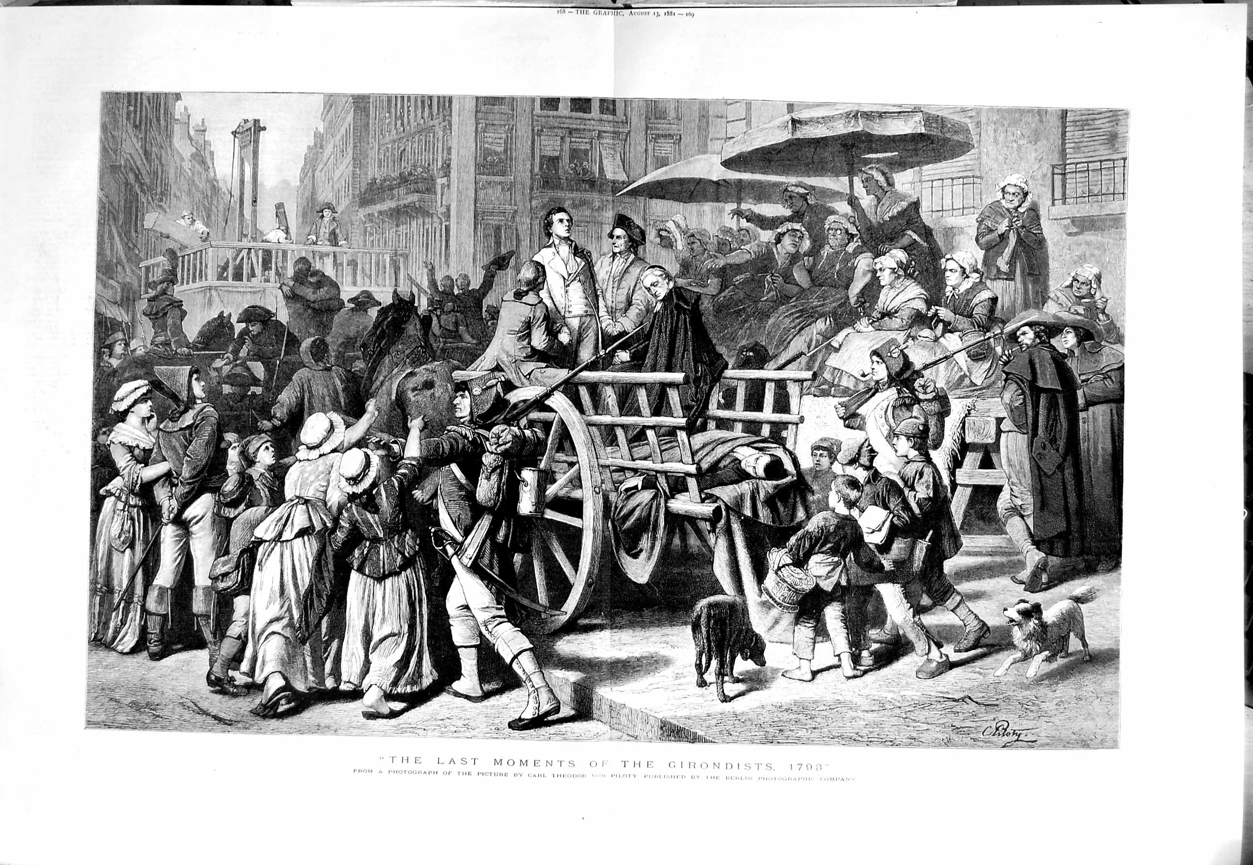 Original Old Antique Print 1881 Girondists War Siers Children Theodor Fine Art