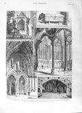 Old Antique Print 1881 Chapter House Westminster Abbey Cloisters Dungeon 19th
