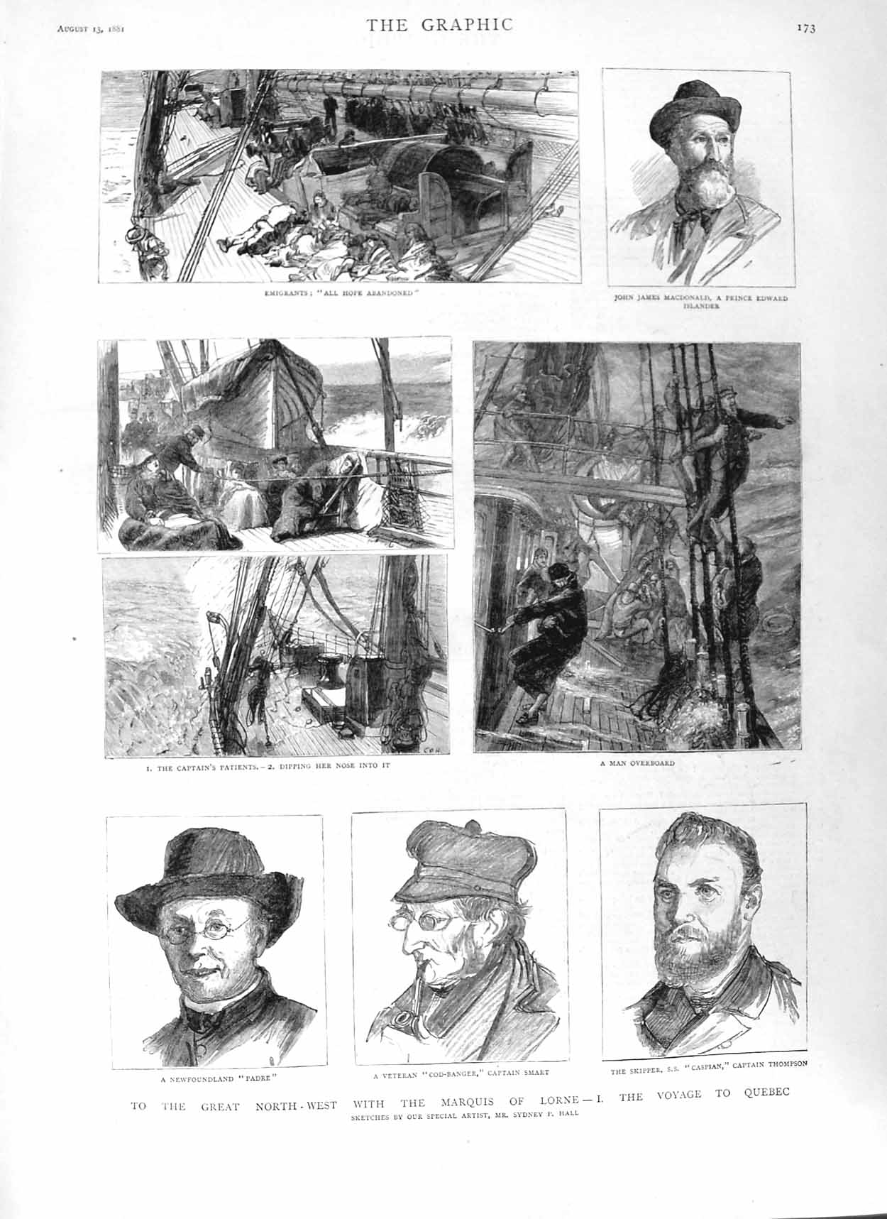 Original Old Antique Print 1881 Marquis Lorne Quebec Canada Thomson Macdonald