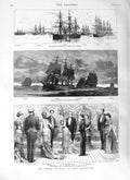 Original Old Antique Print 1881 Ball Melbourne Prince Victor Ships Cleopatra