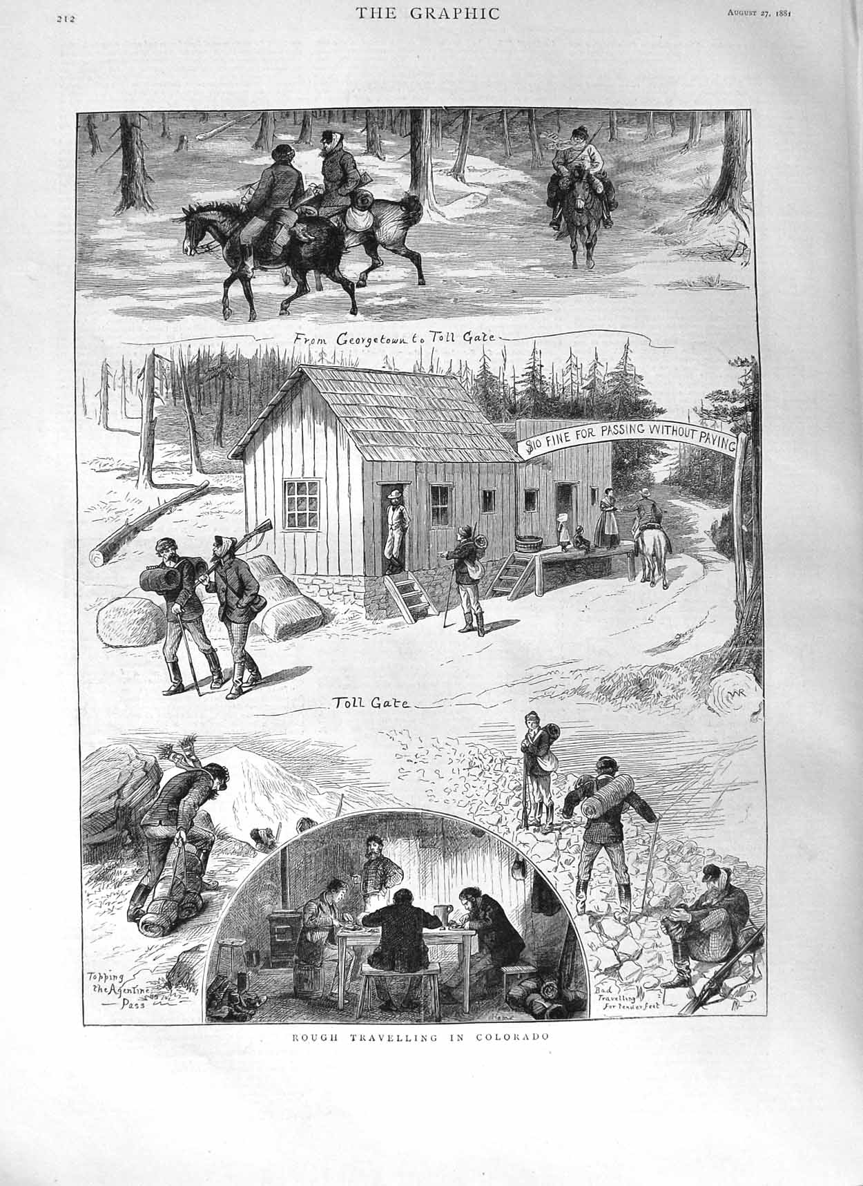Original Old Antique Print 1881 Rough Travelling Colorado Georgetown To 19th