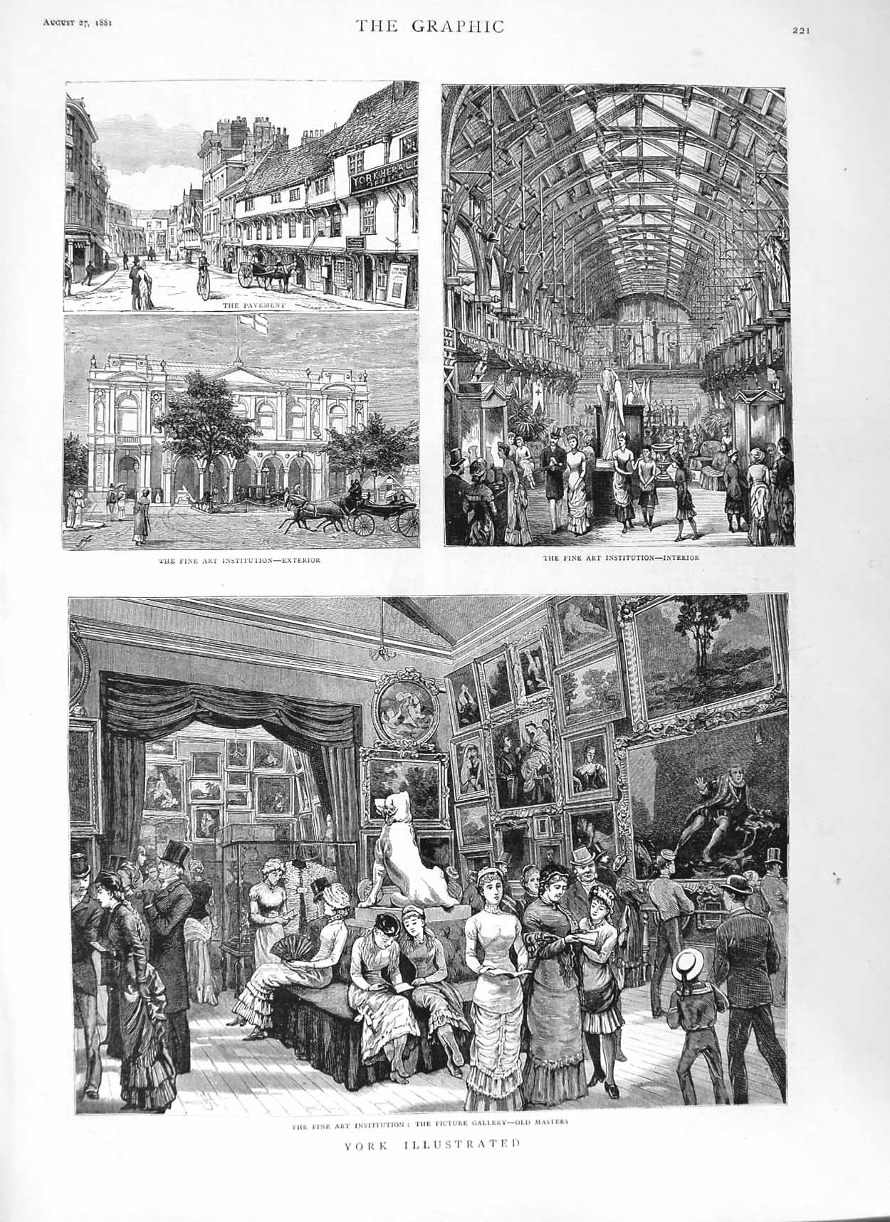 Original Old Antique Print 1881 York Fine Art Exhibition Picture Gallery Pa 19th