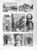 Original Old Antique Print 1881 York Lendal Bridge Stonegate Mary'S Abbey Denis