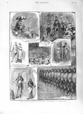 Original Old Antique Print 1881 Scottish Army Volunteers Edinburgh Royal Review