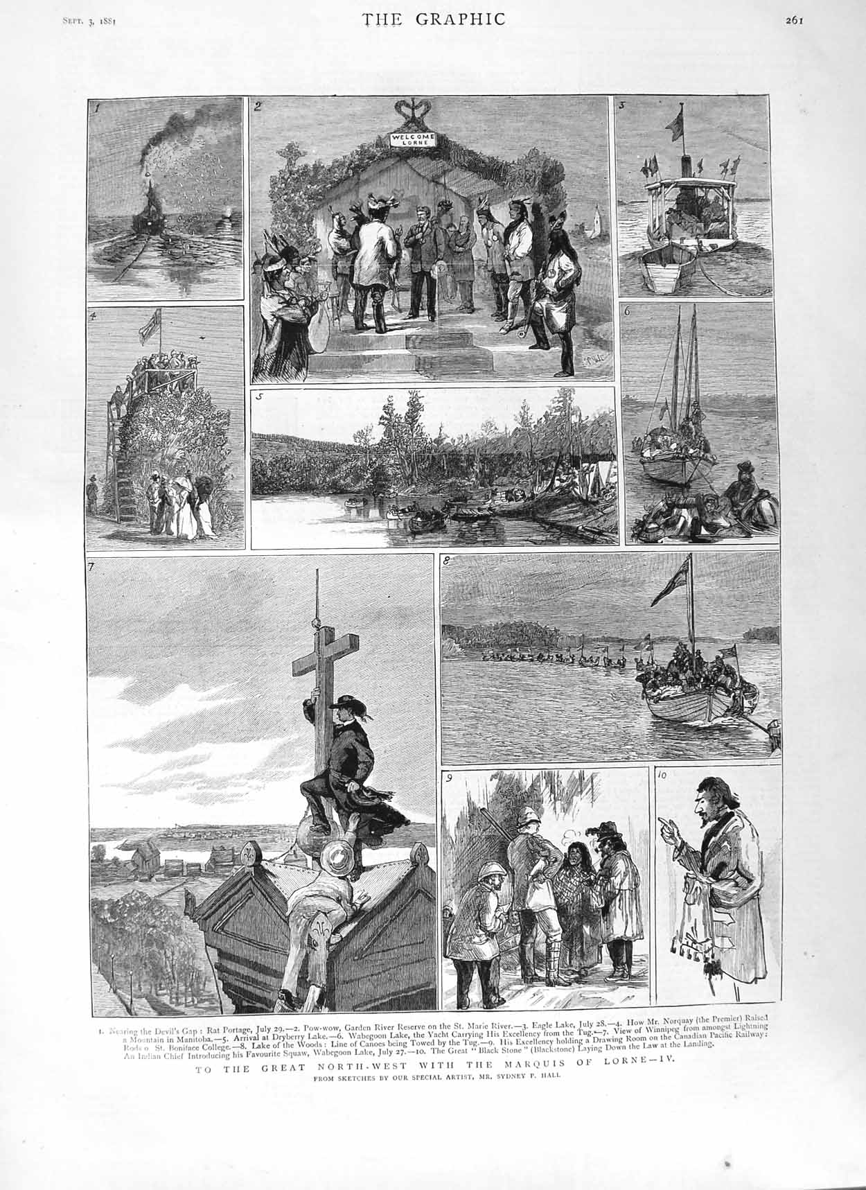 Original Old Antique Print 1881 Marquis Lorne Norquay Indians Manitoba W 19th