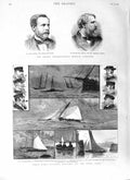 Original Old Antique Print 1881 White Wings Yacht Portland Medical Cormac 19th