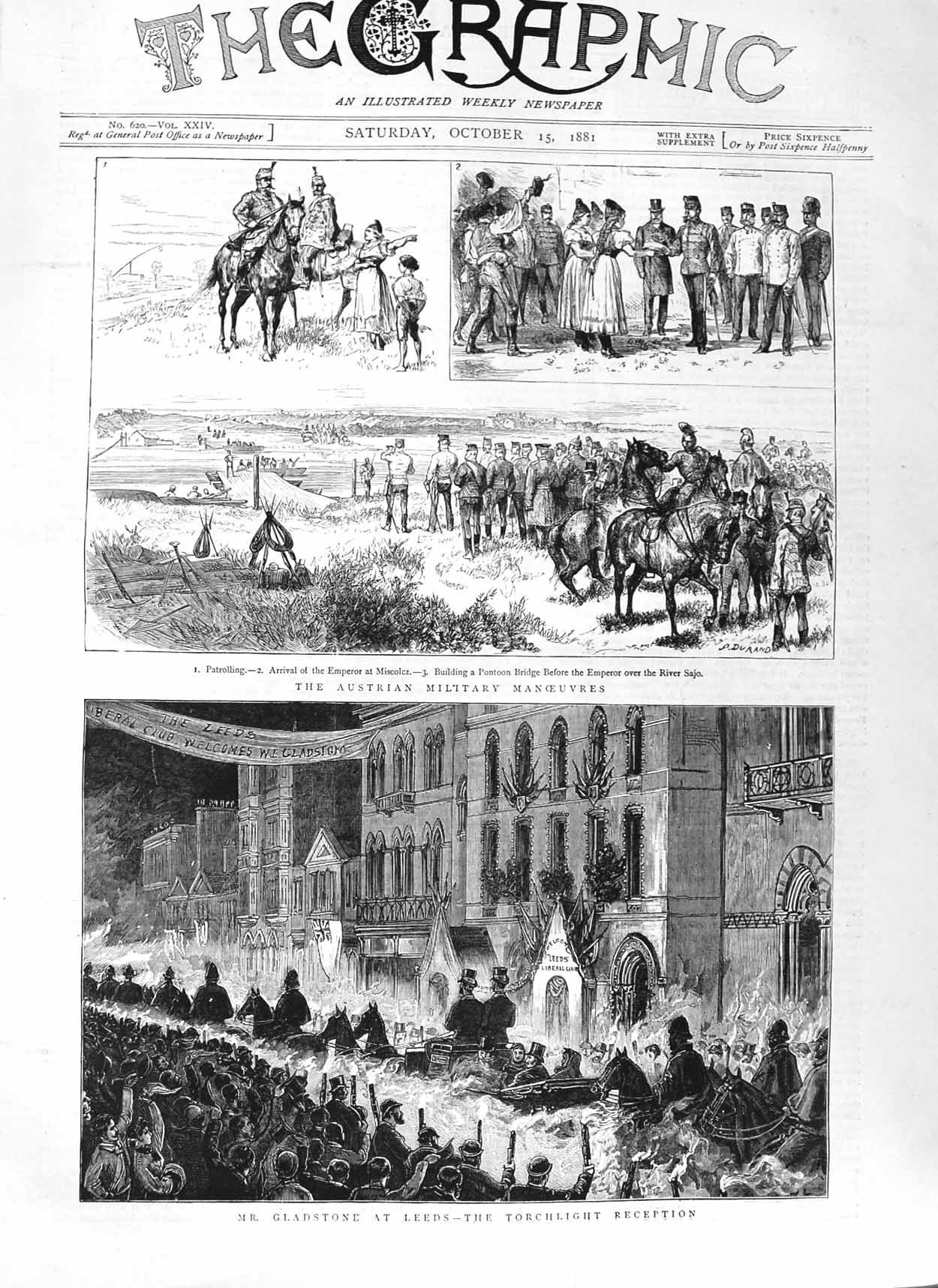 Old Antique Print 1881 Gladstone Leeds Austrian Military Emperor Miscolcz 19th